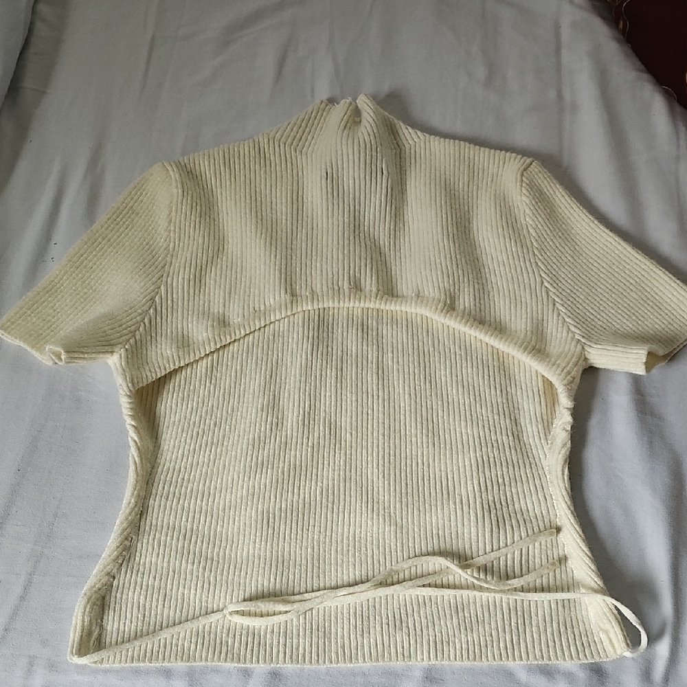 Express Cream Ribbed Sweater - Picture 3 of 3